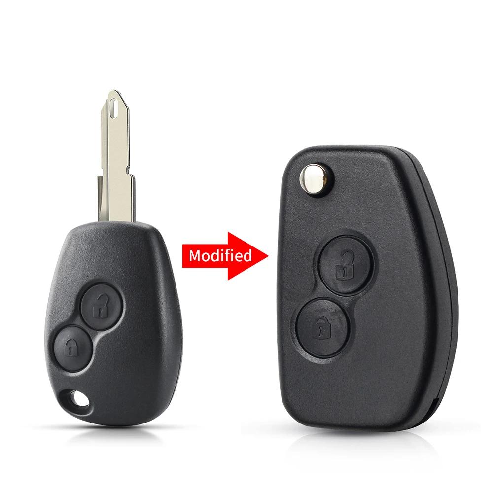 KEYYOU 206 VAC102 Modified Flip Folding Car Key Shell Case 2/3 Buttons For Renault Duster Logan Fluence Clio Kangoo Sandero