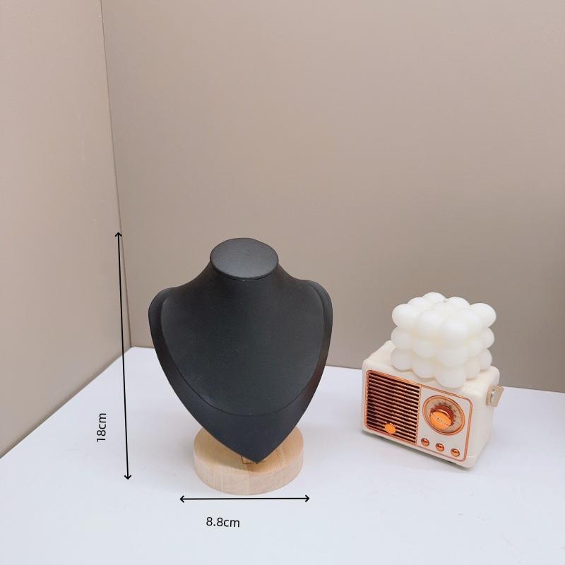 Solid Wood Necklace & Jewelry Display Stand with Portrait Model for Accessories, Rings, and Bracelets