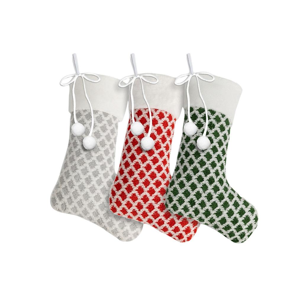 Christmas Diamond-patterned Plush Socks, Candy Boots, Holiday Gift Bags, Christmas Tree Decorative Socks, Decorative Bags(3pc)