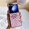Sexy Leapord Leather Case for Samsung Galaxy Z Flip 7 6 5 4 3 Ring Holder Phone Cases for Samsung Z Flip 6 7 Hinge Fold Cover
