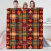 Thanksgiving Flannel Blanket - Maple Leaf & Pumpkin Design Throw for Sofa Decoration