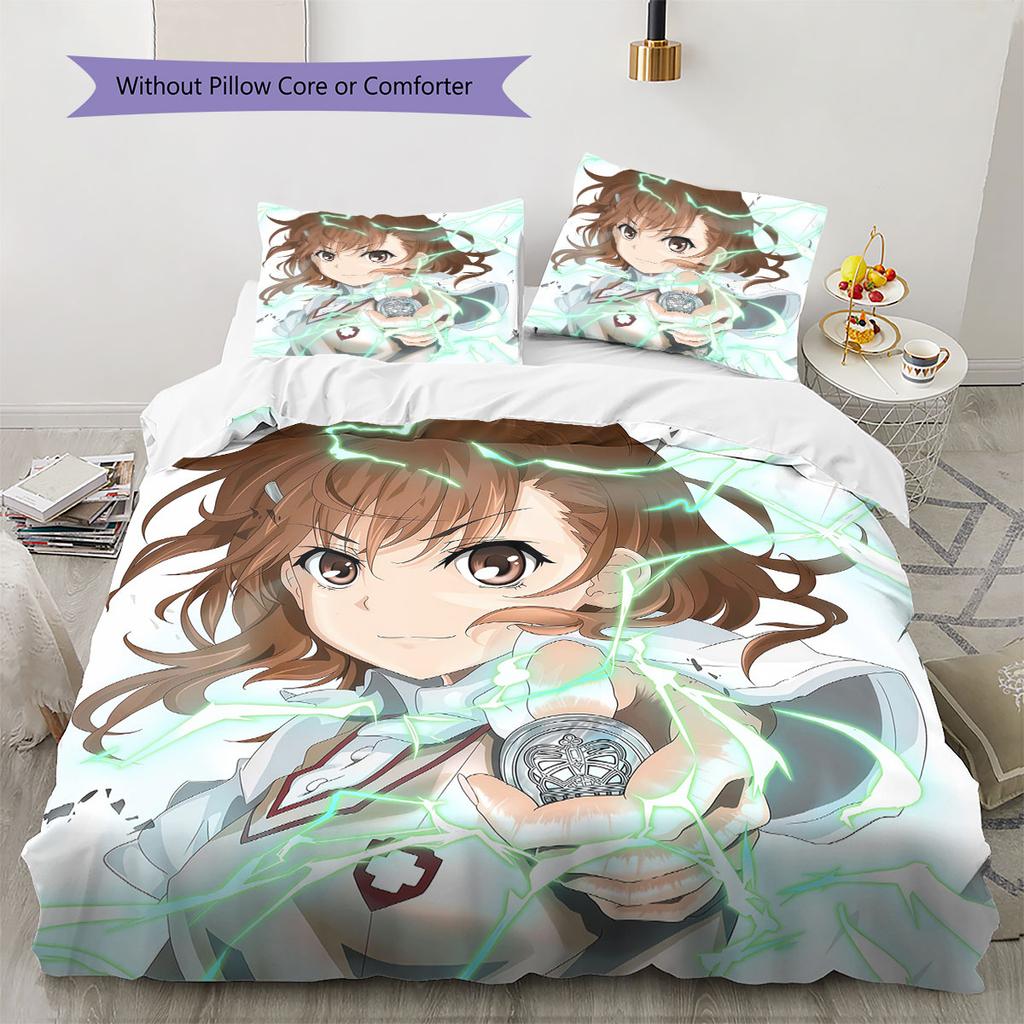Scientific Railgun Pattern Bedding Quilt Set Quilt Cover Pillowcase Home Decoration Birthday Gift (1 * duvet cover + 2 * pillowcase, without core)