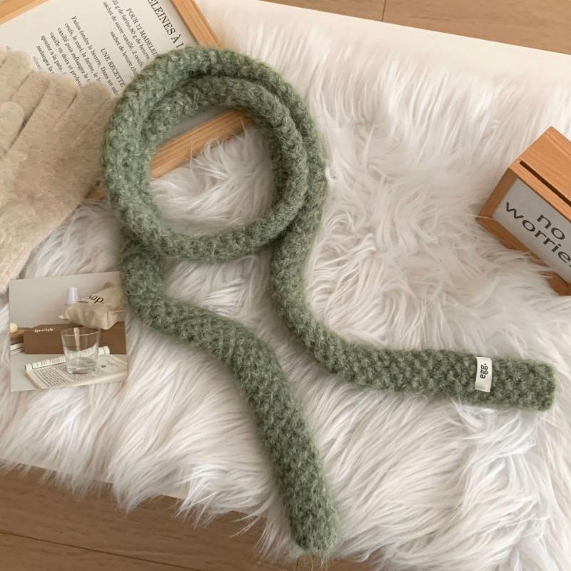 Knitted scarf atmosphere new versatile high-end neck protection scarf soft waxy thin small baguette scarf