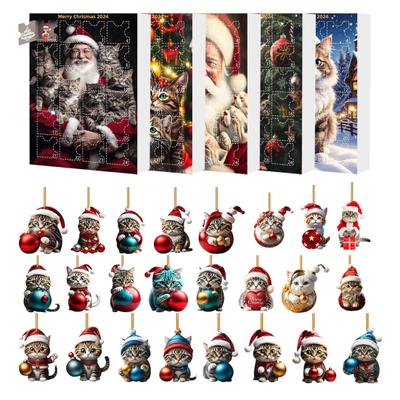 2024 Ημερολόγιο Άφιξης Κατοικίδιων Ζώων 2D Επίπεδα Ακρυλικά Κρεμαστά Γάτας Σκύλου Χριστουγεννιάτικο Δέντρο Κρεμαστό Στολίδι Ημερολόγιο Αντίστροφης Μέτρησης Χριστουγέννων για Διακόσμηση Σπιτιού