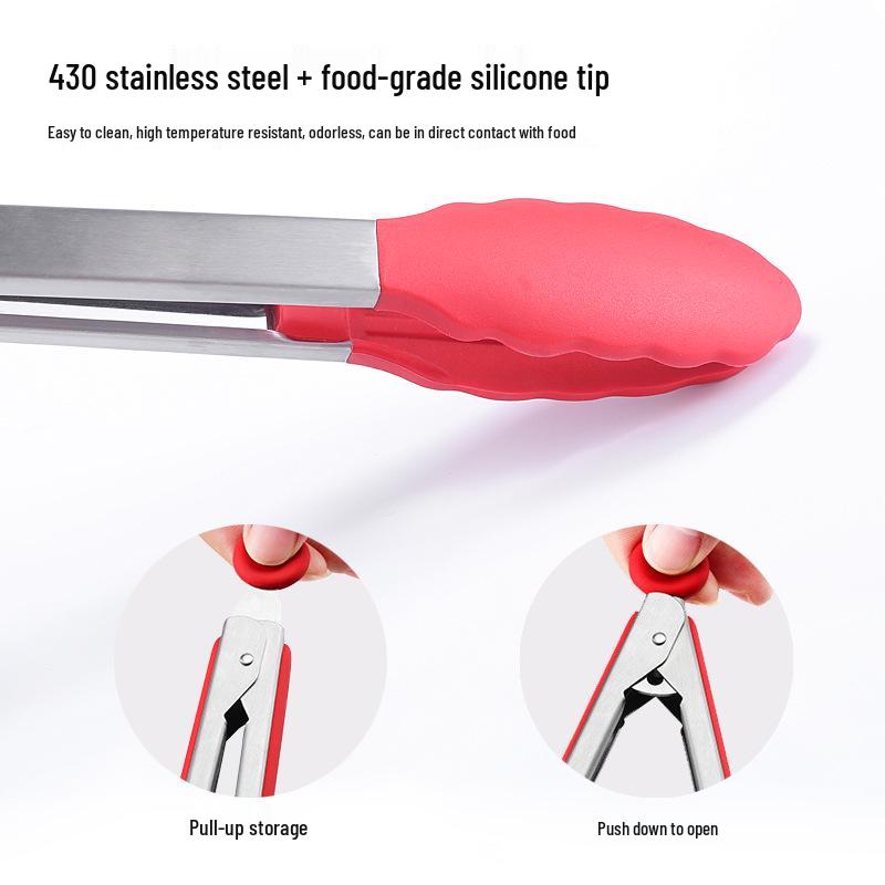 Cross-Border Stainless Steel & Silicone BBQ Grilling Tongs Set – 7", 9", 12"