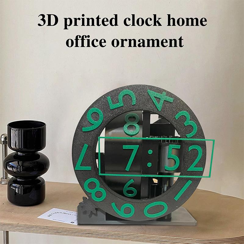 3D Printed Triaxial Clock With Rotating Numeric Display Pla Digital Clock Living Room Desktop Digital Clock Home Decoration