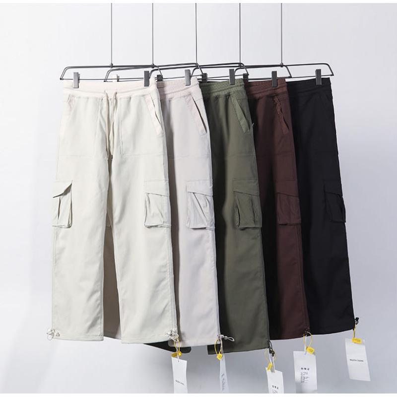 Unisex Windproof Fleece-Lined High-Waisted Utility Pants - Autumn/Winter, Straight Leg, Large Pockets.