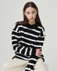 AWESOME STUDIO Waffle Stripe Mock Neck Knit Black