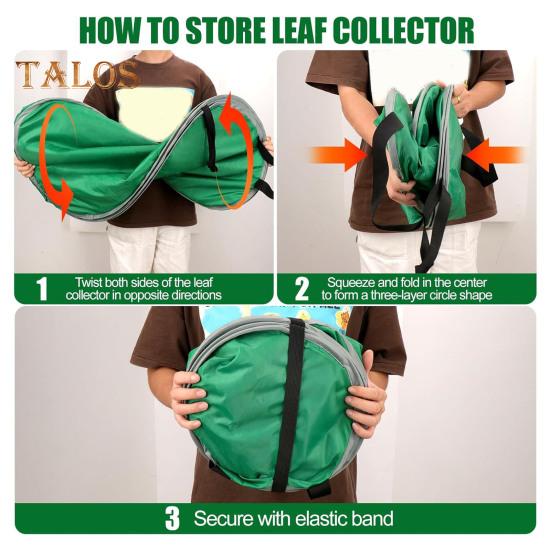 Foldable Leaf Collection Bag Pop-up Garden Waste Bag with Handles Reusable Collapsible Trash Bag with Storage Bag for Yard Lawn Leaves Debris