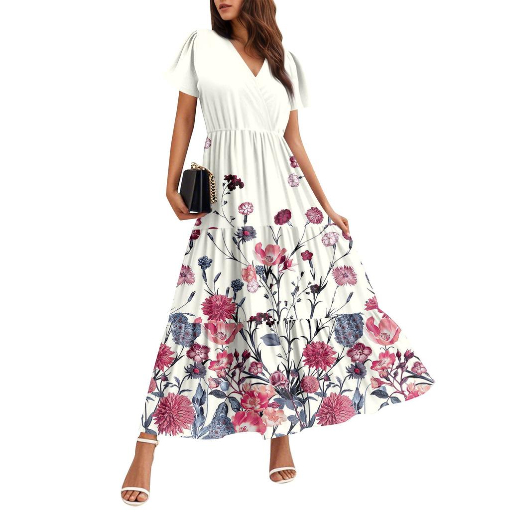 Women's Flowy Dresses Women's Summer Dresses Casual Short Sleeve Maxi Dresses Formal Maxi Dresses