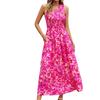Women Summer Elegant Skew Shoulder Printed High Waist Floral Dresses