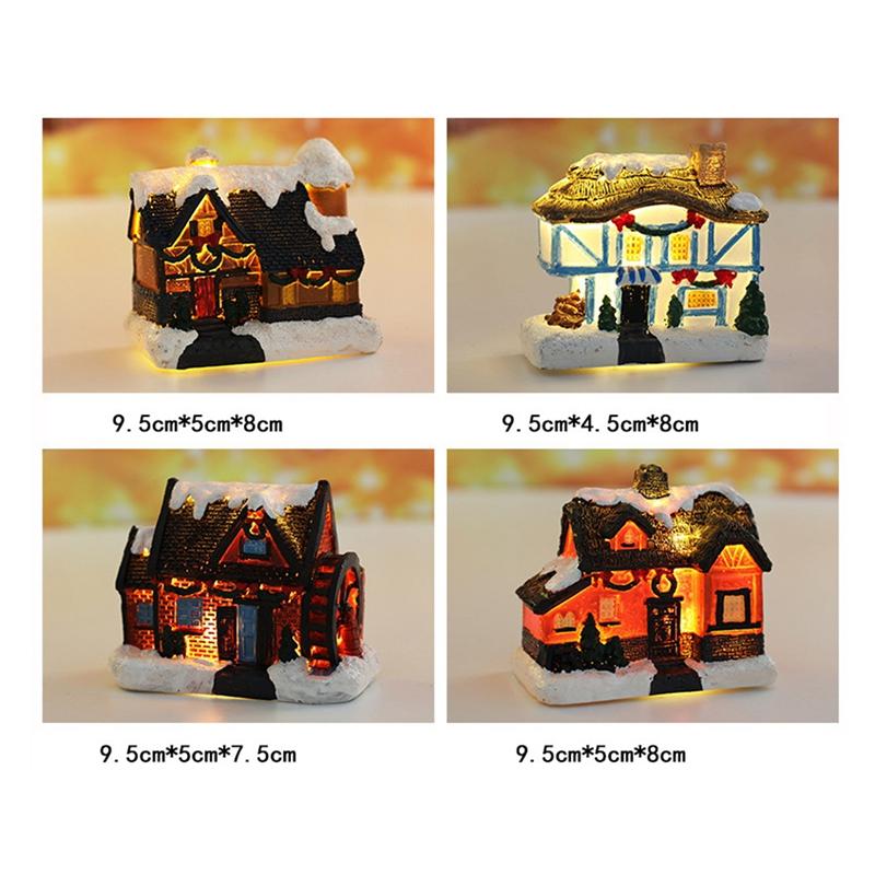 Brightness LED Light Up Mini Village House Scene Christmas Decorresin Christmas House Xmas Ornament