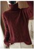 Women's Thick Winter Red Wool Cable Knit High Neck Sweater 