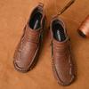 Men's Leather Boots Zipper High Top Casual Shoes