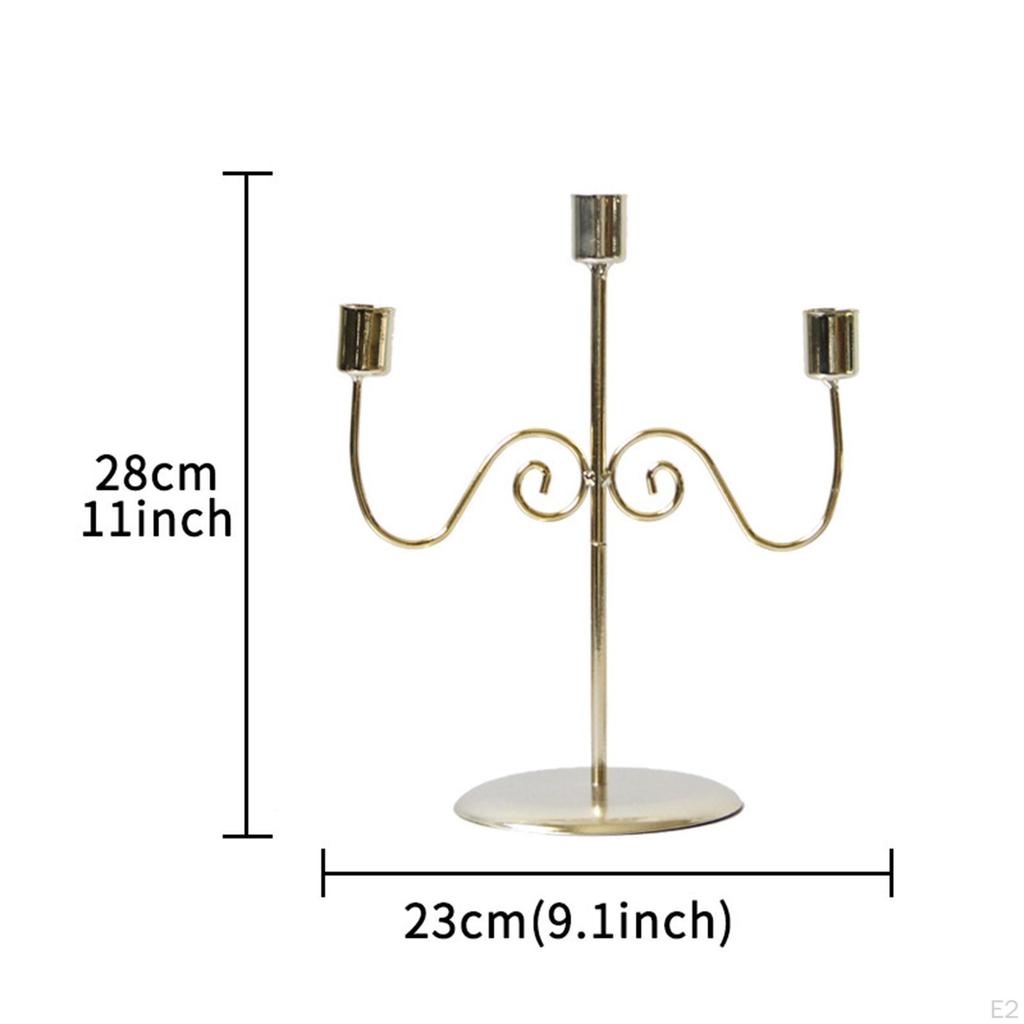 Candle Holder for Taper Candles, 3 Arms Candelabra Candlesticks Anniversary Living Room