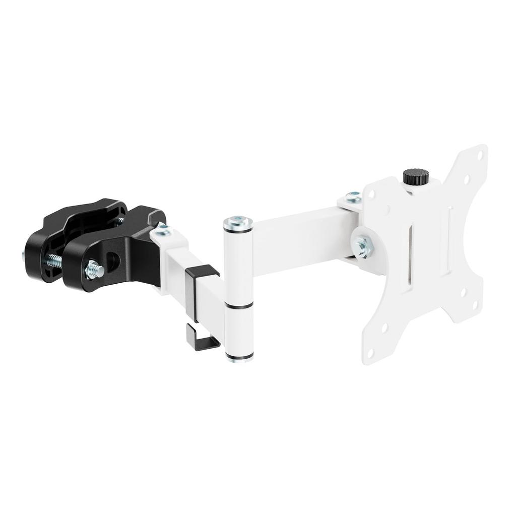ACCURTEK Pole-Mounted LCD Monitor Arm, Compatible with 17-32 Inch Monitors, 8kg Weight Capacity, Adjustable Angle/Rotation, White