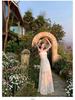 French Elegant Green Mesh Spaghetti Strap Waist-Cinching Dress - Stunning Slimming Long Summer Style for Women 2026
