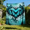 1pc Butterfly Heart Print Outdoor Flannel Blanket Soft All Season Polyester Throw , Perfect for Picnics & Travel , Picnic Accessory