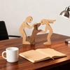Couples et Chien Statue Figurines Cadeaux de Collection Décoration d'Intérieur Sculpture Chien en Bois pour