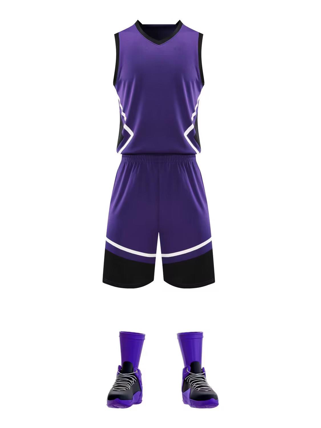 

Customizable Men s Basketball Team Uniforms with Number Printing M фиолетовый