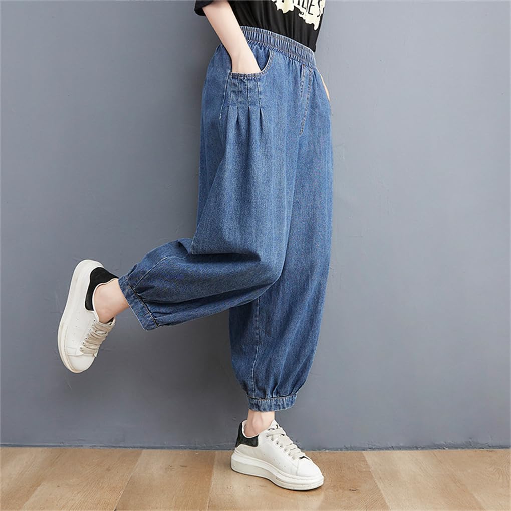 Sarouel Loose Wide Leg Denim Gaucho Cropped Fall Size [Mohokyo] Women's Pants, Fit, Pants, Pants, Pants, Length, Figure-Flattering, Casual, Spring,