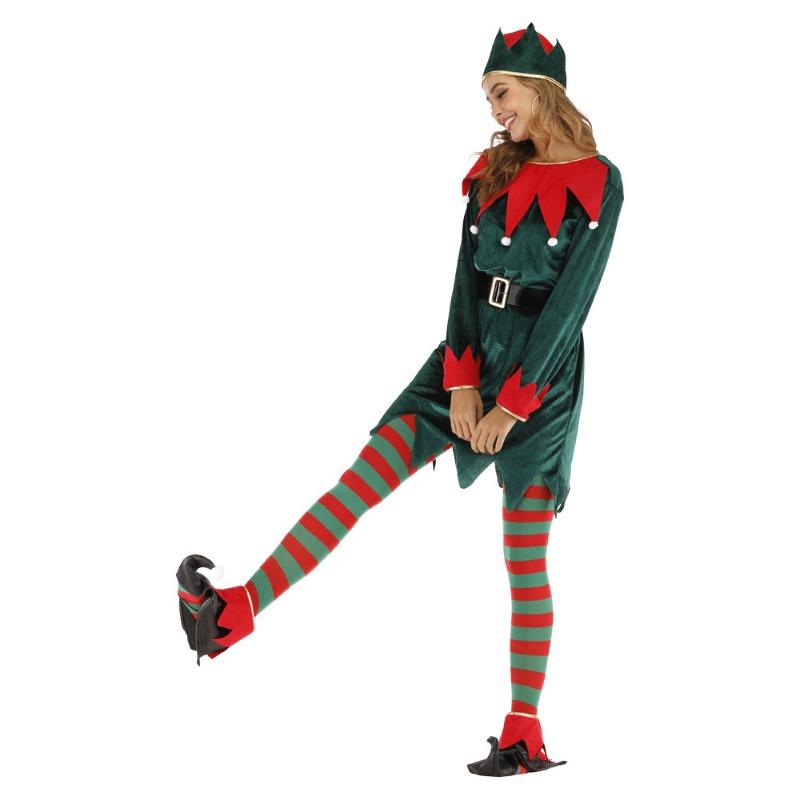The new Christmas elf women's suit bar party atmosphere sets off the Christmas lady holiday dress
