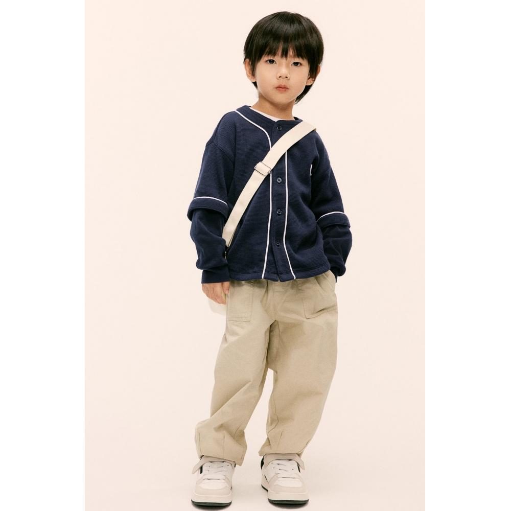 

Двухслойный топ HM Waffle Texture Navy Blue