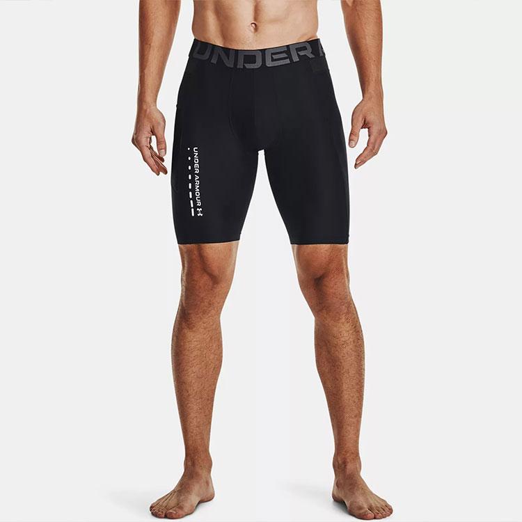 Under Armour Solid Color Letter Breathable Training Compression Shorts Men Shorts Black 1370662-001