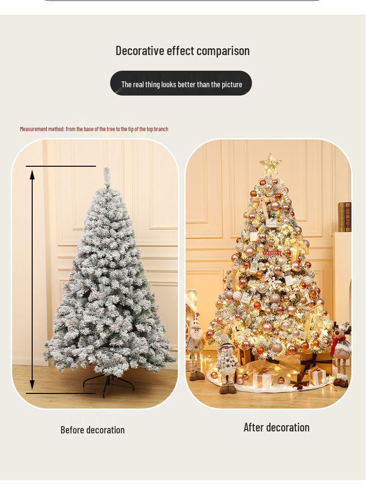 Skandinaviško stiliaus aukštos klasės balto sniego Kalėdų eglutės dekoracijų rinkinys (1.5/1.8/2.1m)