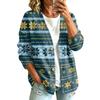 Women's Casual Button-Front Christmas Print Jacket