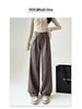 Women's 2025 Black Leather Wide-Leg Slimming High-Waisted Pants