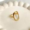 Irregular Cutout Oval Open Ring Geometric Twisty Stainless Steel Ring Gold Stackable Chunky Cuff Jewelry Rings For Women