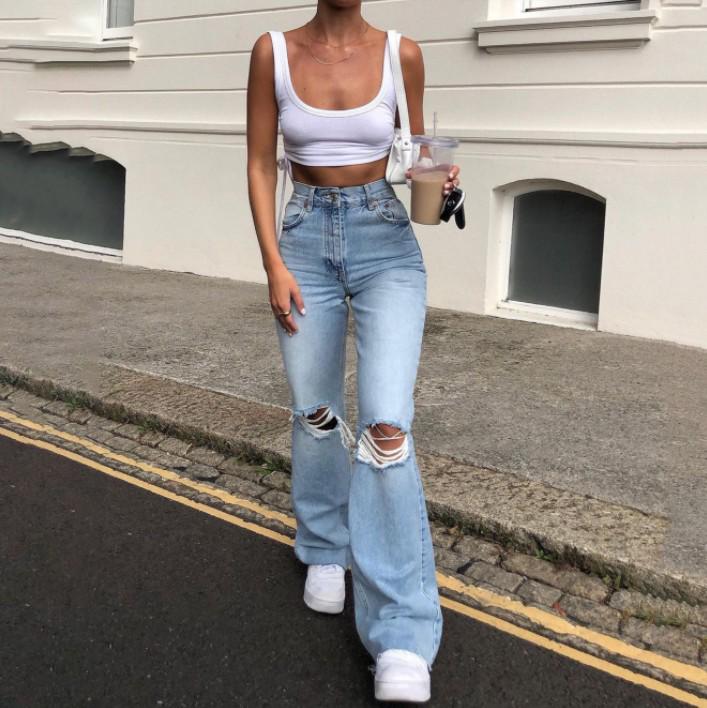 Jeans da donna strappati slim svasati