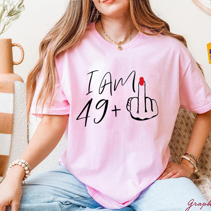 50th Birthday Party Tee for Mom I Am 49 Middle Finger T Shirts Birthday Party Tshirt 50th Birthday Gifts for Women Tshirt Tops