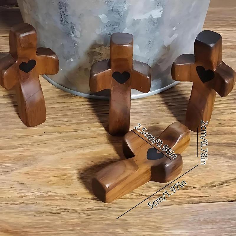 Handcrafted Wooden Cross My Heart, Wooden Cross Fidget, Wood Pocket Cross, Pocket Crosses In Bulk, Handheld Wooden Cross, Stress Relief Pocket Cross
