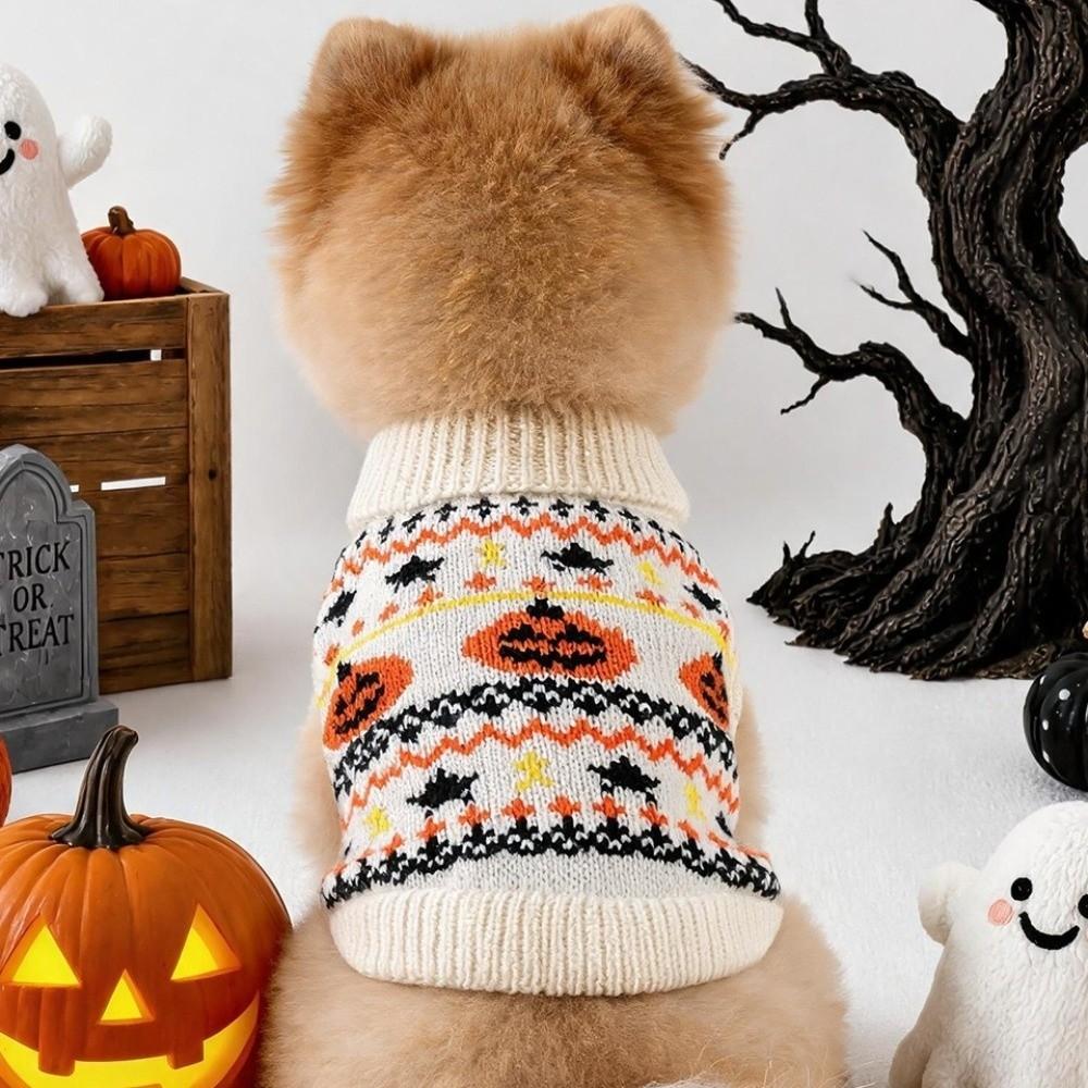 Knitwear Dog Pumpkin Pattern Coat High Neck Cat Turtleneck Sweater Knit Pullover Daily Wear