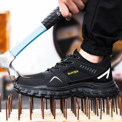 Scarpe antinfortunistiche a quattro stagioni da uomo Sneakers con puntale in acciaio Stivali di sicurezza da lavoro anti-perforazione Scarpe da lavoro sportive con ammortizzazione ad aria Stivali anti-schiacciamento