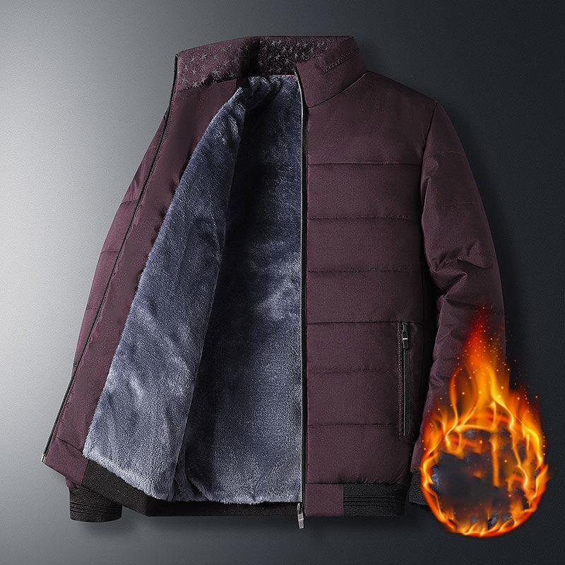 

Зимняя мужская куртка Одежда с воротником-стойкой Теплые пальто Куртка с хлопковой подкладкой Пуховики Осенние куртки с меховой подкладкой S вино красного