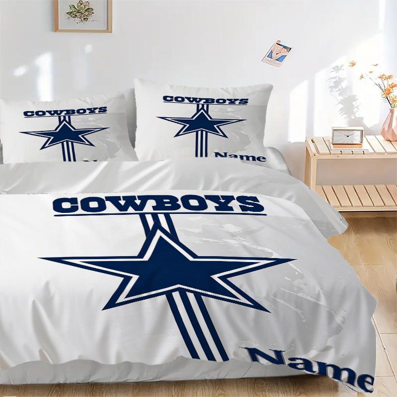 Personalized Cowboys Star Soft Bedding 3 Piece Set HD Print Duvet Cover Pillowcases for Teens Adult Bedroom Decoration Christmas Gift C10352