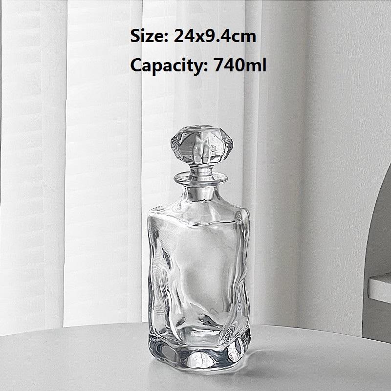 irregular Crystal Glass Bottle, Wine Decanter, Whiskey, Liqour Pourer, Home Bar Vodka Beer Bottle Jar, JR
