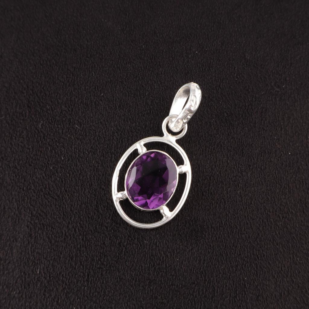 African Amethyst Stone Sterling Silver Anniversary Gift Engagement Boho Pendant PP-6-4