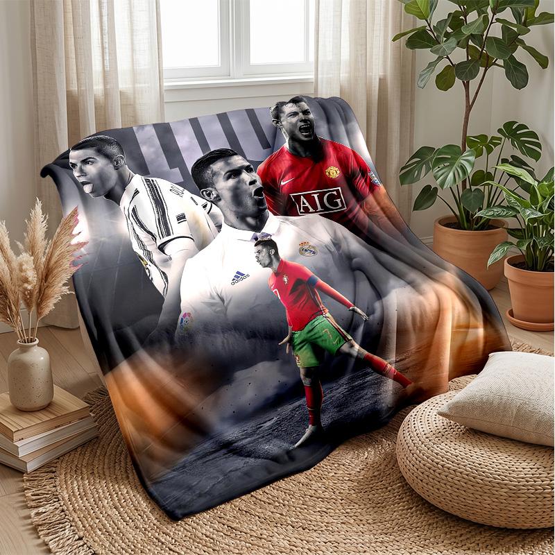 Cristiano Ronaldo Theme Blanket Soft Flannel Blanket Plush Throw Blanket Cozy Sofa Bed Blanket for Home Decor