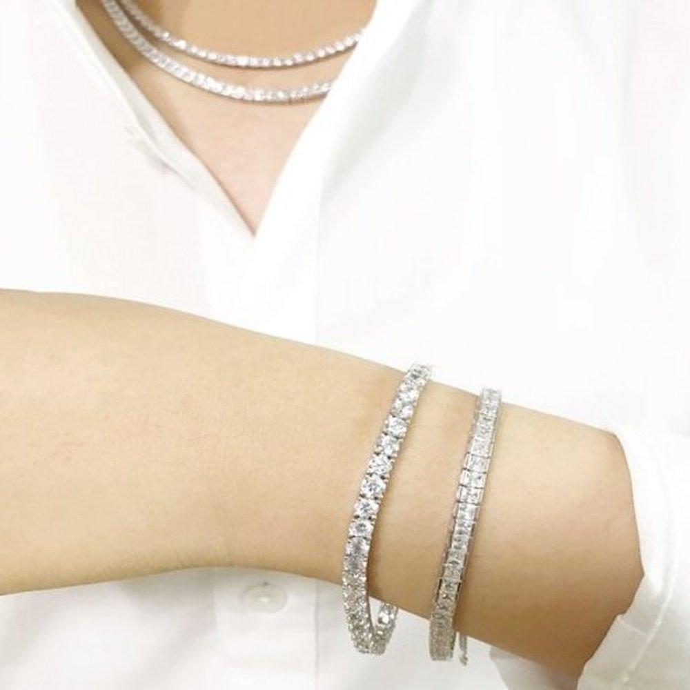 4-foot Tennis 4mm Silver Bracelet Cubic 925 Silver Sterling Silver Women's Popular