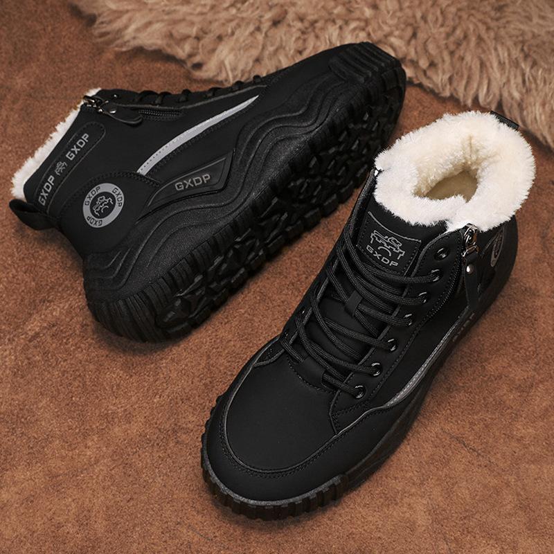 Fleece thickened warm cotton shoes cold-resistant high-top snow boots winter large size solid color dirt-resistant