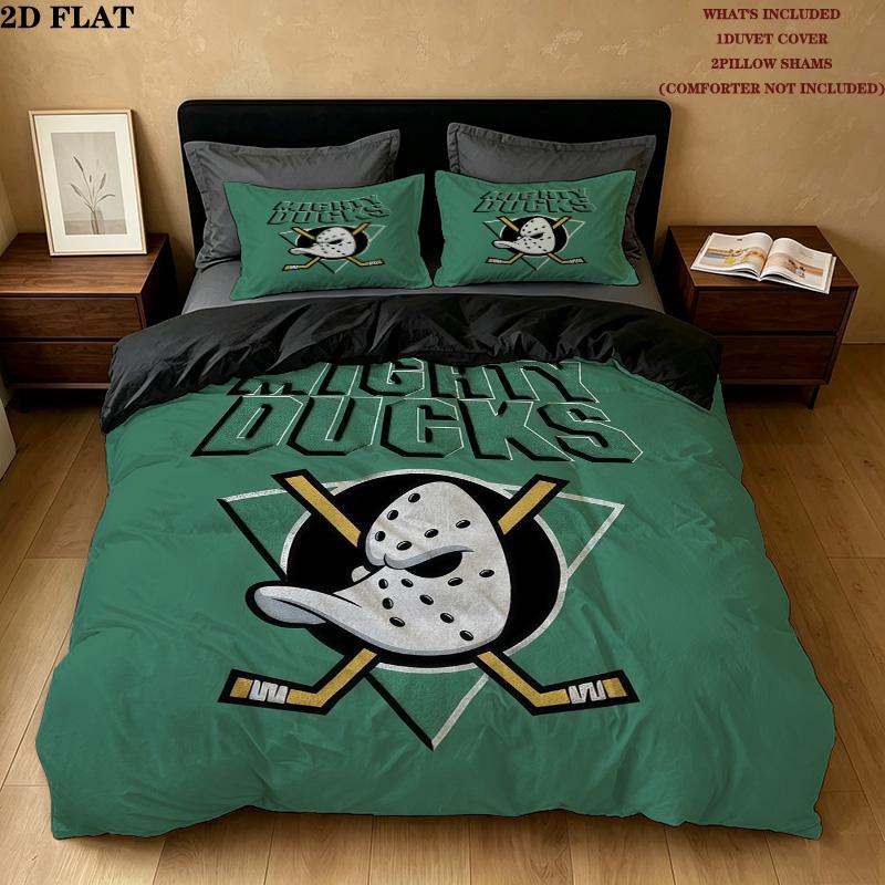Mighty Ducks Pattern Bedding Quilt Set  Home Decoration  Gift (1 * duvet cover + 2 * pillowcase  without core)