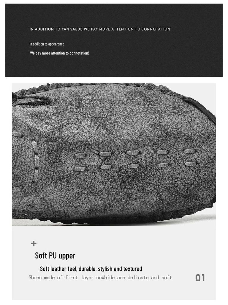 Heren Handgestikt Leer Instappers Casual Schoenen met Neus voor Lente en Herfst