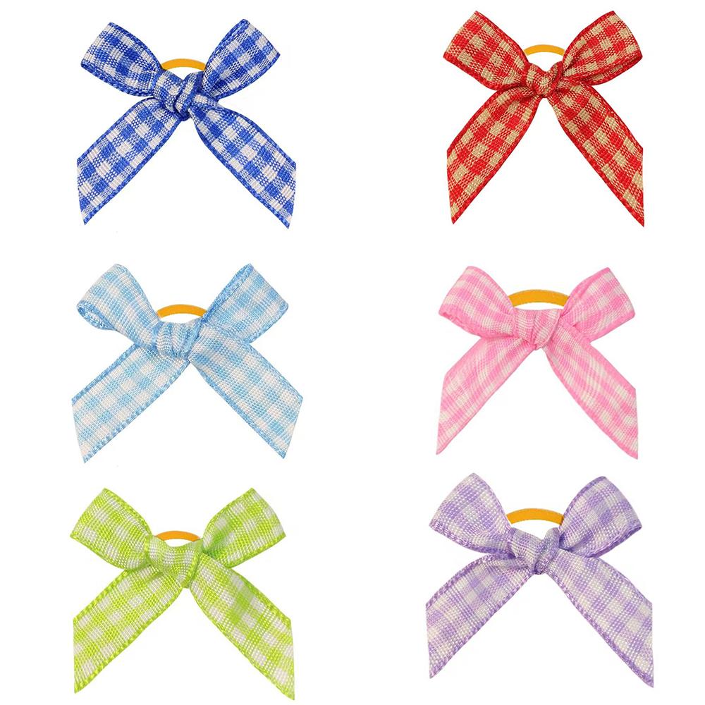50/100pcs Handmade Small Dog Bows with Rubber Bands Fashion Puppy Grooming Accessories MixColor Pet Supplies for Dogs and Cats