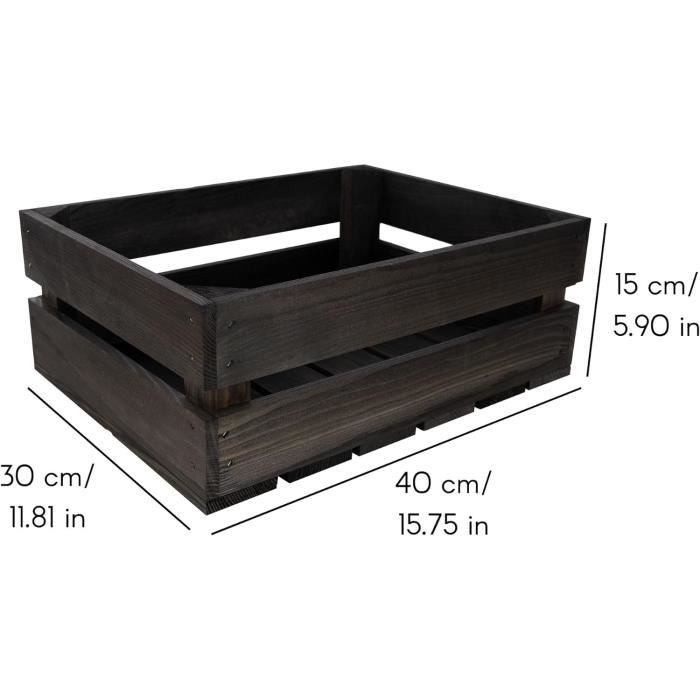 Caisse en Bois - Creative Deco - Lot de 3 - Noir - 40 x 30 x 15 cm - Rangement Vintage