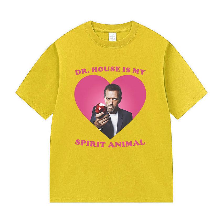 Funny Dr House Is My Spirit Animal Meme Graphic T Shirts Unisex Women Fashion High Quality Oversized Cotton Tshirt Tops Fans Gift