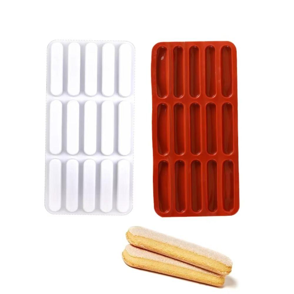 15 Hole Dessert Cake Mold Silicone Ice Cream Mold Durable Finger Biscuit Mould  Home Baking Tools